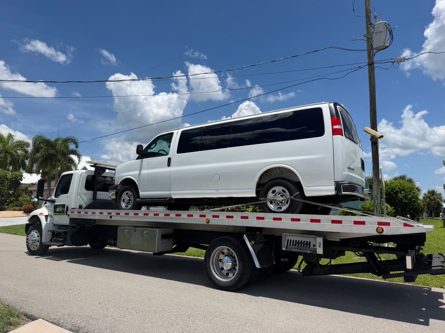 Passenger van towed in a Cape Coral neighborhood